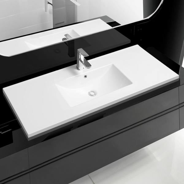 4010 ceramic 101cm thin edge inset basin with oval bowl