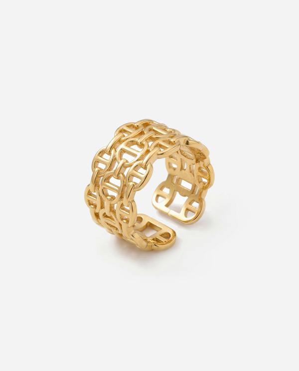 Elk & Bloom Chunky Intertwined Link Chain 14K Gold Ring