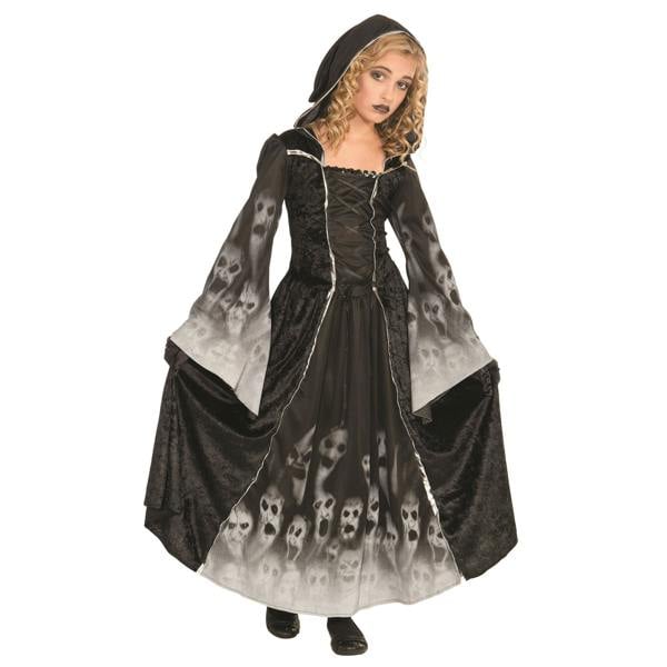Bristol Novelty Girls Forgotten Souls Hooded Dress Costume - Black/White - 
