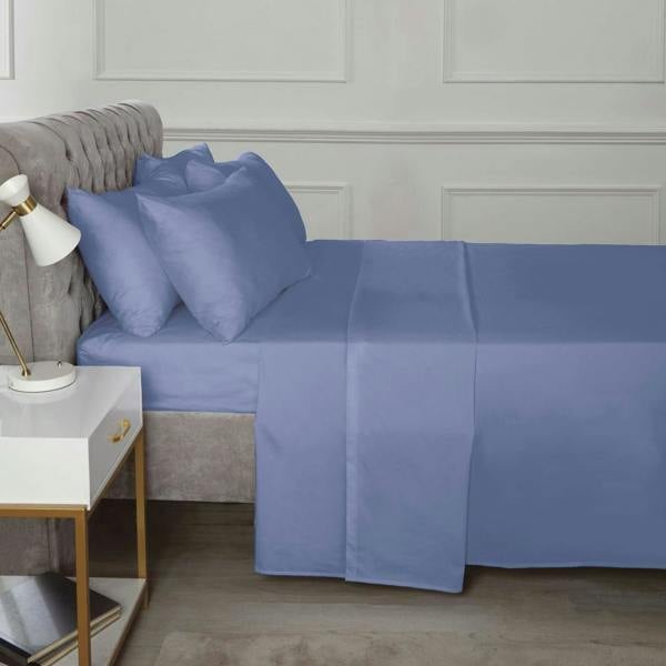 Percale 10" Fitted Sheet - Blue - Super King