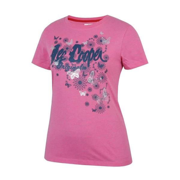 Lee Cooper Womens/Ladies Classic Butterfly Flowers T-Shirt - Pink Marl - 