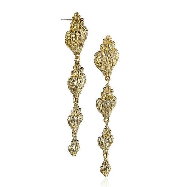 Pia Gold-Tone Seashell Earrings, Graduated Cascading Drop