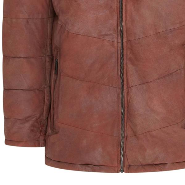 Infinity Leather Men's Leather Quilted Jacket Hooded Puffer Winter Coat - Olyic