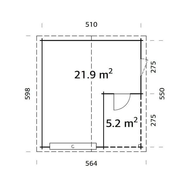 Palmako Roger 21.9m² + 5.2m² Garage