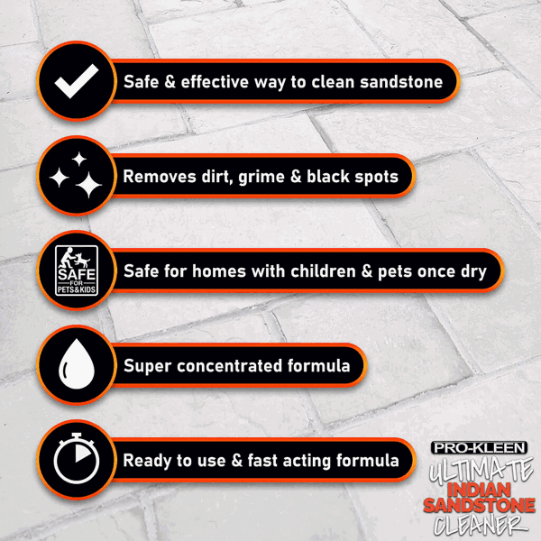 ProKleen Pro-Kleen Ultimate Indian Sandstone Cleaner Removes Dirt, Grime, Black Spots, Stains & More Restores Colour Child & Pet Safe 5L