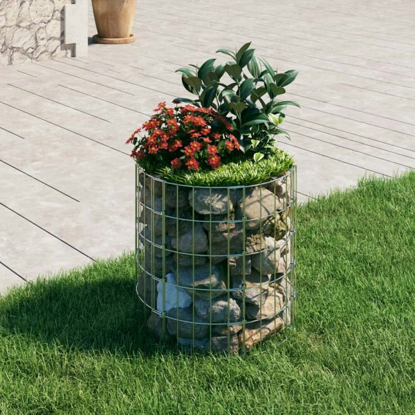 Berkfield Circular Gabion Pole Galvanised Steel �_�”�_50x50 cm