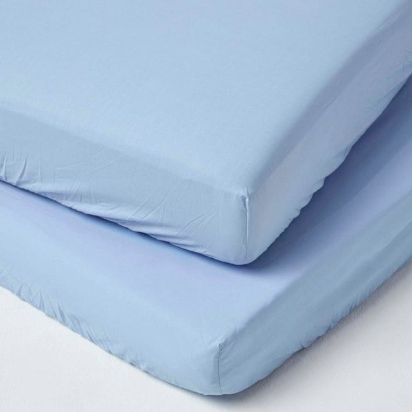 HOMESCAPES Cotton Cot Bed Fitted Sheets 200 Thread Count, 2 Pack