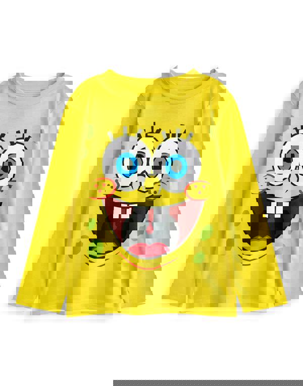 SpongeBob SquarePants Unisex Kids Multicoloured Big Face And AOP Multi-Pack of 2 Long Sleeve Long Leg Pyjama Set