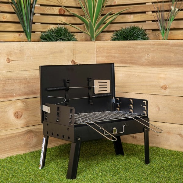 Samuel Alexander 43cm x 26cm Folding Portable Camping Beach Barbecue BBQ with Wind Shield & Tools