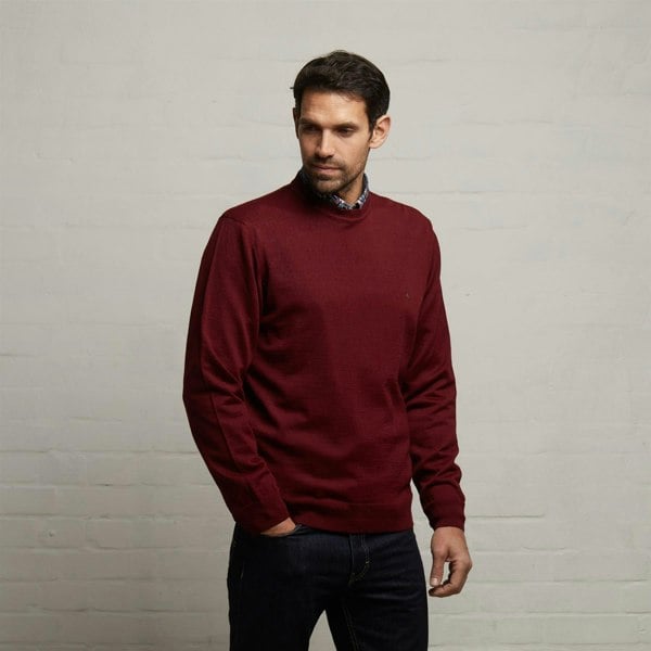 Gabicci G53K22 Mens Long Sleeve Merino Knit Crew Neck Sweater Gabicci Classic - MERLOT