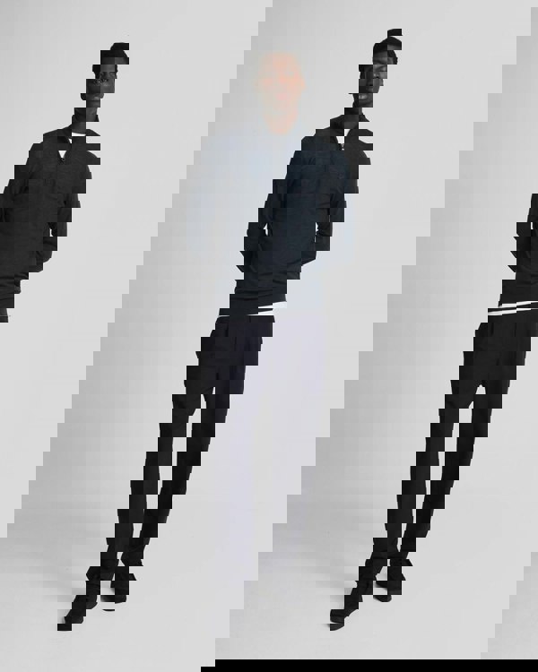 Lyle & Scott Tonal Eagle Merino Mens Quarter-Zip Jumper - Z271 Dark Navy