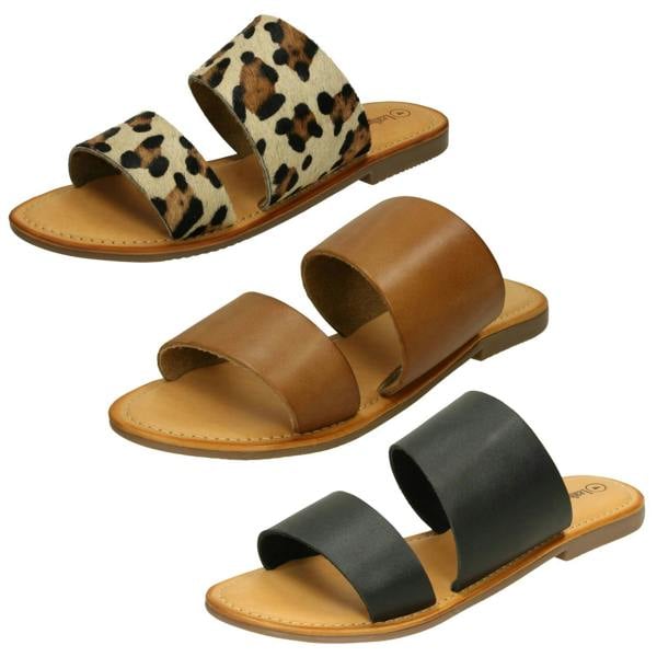 Leather Collection Ladies Leather Collection Double Strap Mules F00234