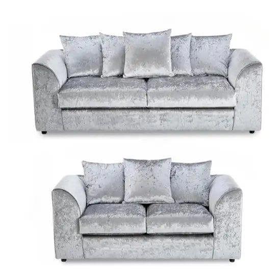 Snug Furniture Venice Crushed Velvet 3+2 Silver Sofa Set