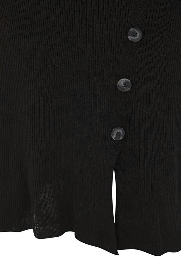 WOVCOR Button Detail Slit Knit Dress