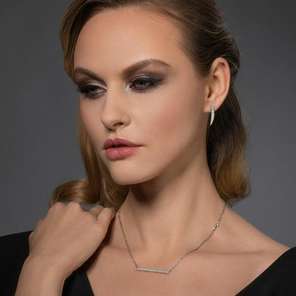 Bar Necklace for Women with Cubic Zirconia Stones - namana.london
