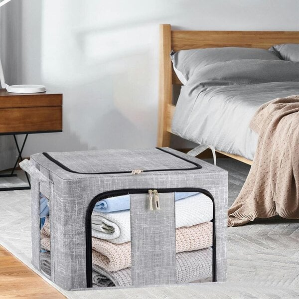 Havendro 3Pcs 66L Folding Storage Box Made of Thick Fabric Steel Frame Wardrobe Organizer