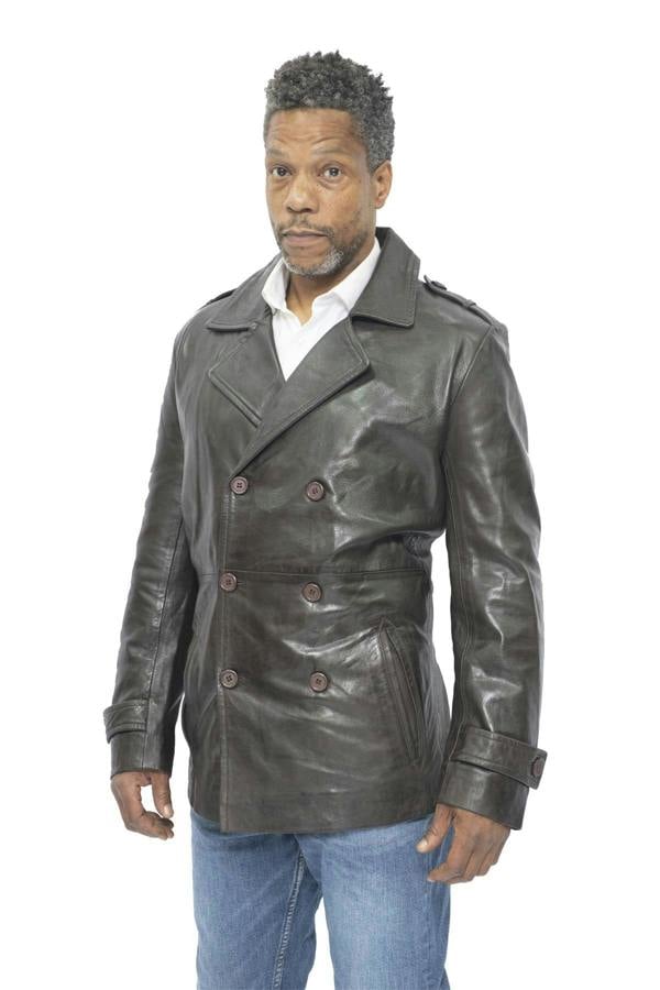 Infinity Leather Mens Leather Peacoat-Amara