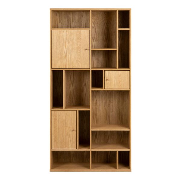 Wyld Haus Thallo Oak Wood 3 Door Multi Level Large Bookcase