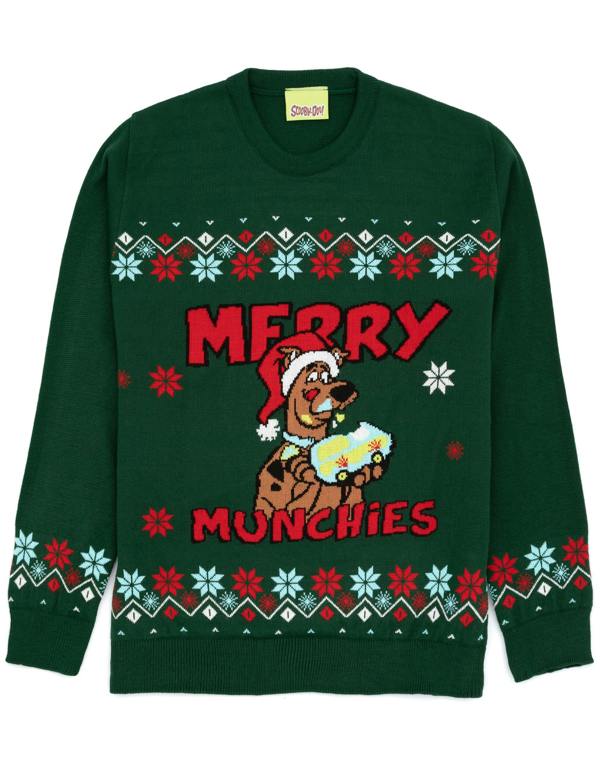 Scooby Doo Mens Green Character Christmas Jumper