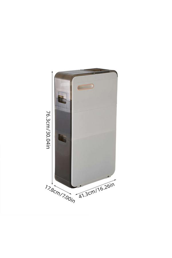 Living and Home 3-Tier Narrow Bathroom Storage Cabinet with Drawers & Wheels