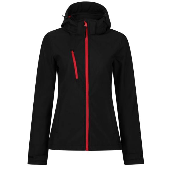 Regatta Womens/Ladies Venturer 3 Layer Hooded Soft Shell Jacket - Black/Red - 