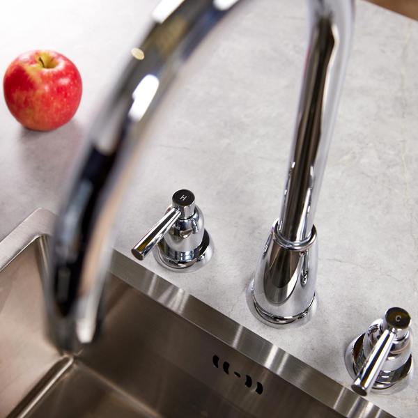 Flode Narvik | Dual Lever 3 Hole Kitchen Tap | Chrome Finish