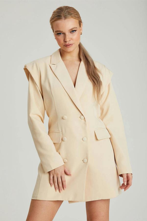 Urban Bliss Stone Power Shoulder Blazer Dress