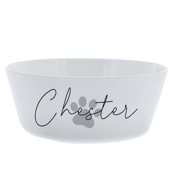 Personalised Memento Company Personalised Grey Pawprint Plastic Cat Bowl