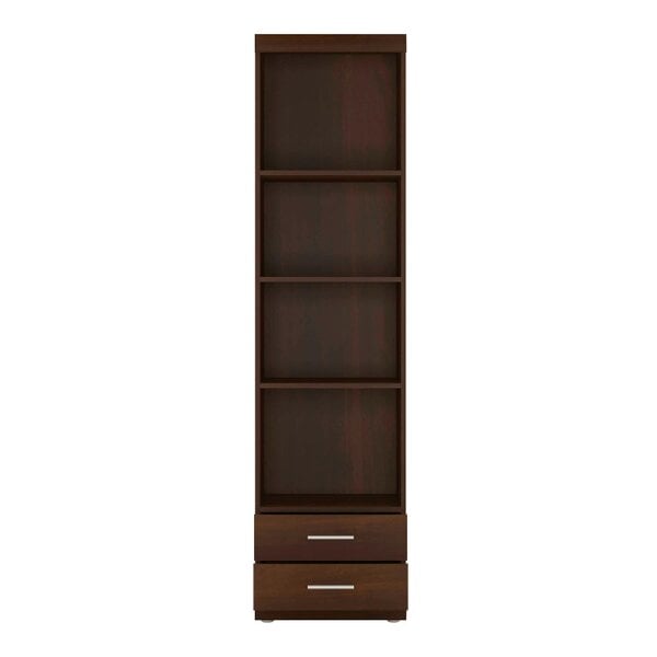 Wyld Haus Sonderborg Dark Mahogany Tall Narrow Cabinet Open Shelving 2 Drawer