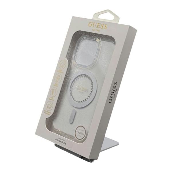 Guess IML Rhinestones Case with MagSafe for iPhone 16 Pro 6.3" Clear - GUHMP16LPFTDTEH