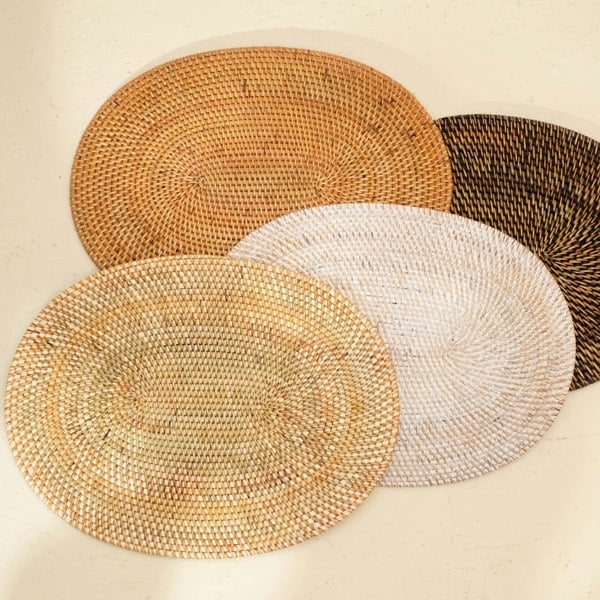 Coastal villa Homeware Oval Rattan Dinning Placemats