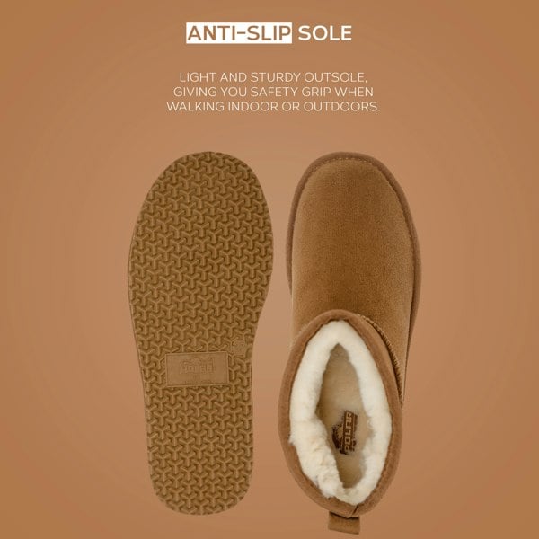 VIVA Women's Faux Fur Lined Boot Slippers - Memory Foam Anti-Slip Sole