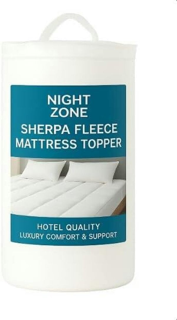 Night Zone 5cm Sherpa Fleece Mattress Topper – Teddy Soft Warm Extra Comfort Bedding