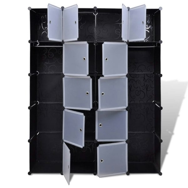 Berkfield Modular Cabinet 14 Compartments Black and White 37x146x180.5 cm