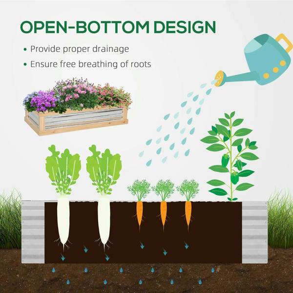 Raised cold frame greenhouse with open-bottom planter bed and clear protective cover
