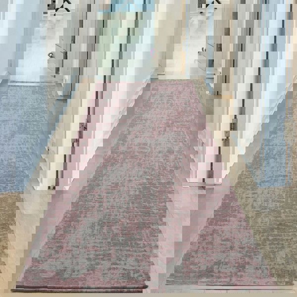 Machine Washable Flatweave Rug in Pink