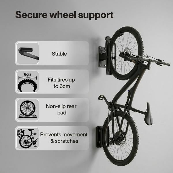 MONVELO Bike Rack Hook-mounted Parking Rack Swivel Wall Mount Bike Storage 4PCS