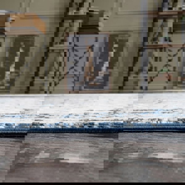 Living Room Rug Moroccan Design In Blue