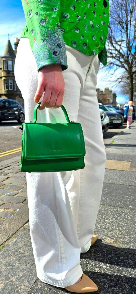 SADDLER  TINA Leather Flapover Handbag - Adjustable Strap, Phone Pocket, Crossbody or Handheld - RFID Protected