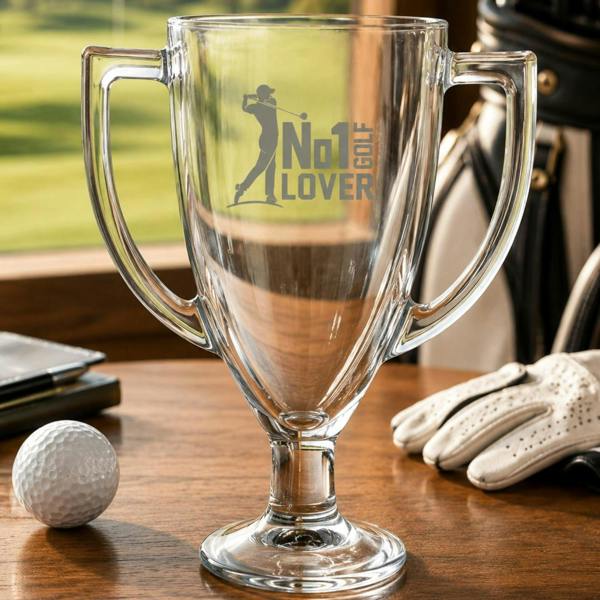 Top 3 No 1 Golf Lover Trophy Pint Glass Clear