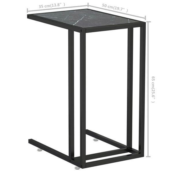 Berkfield Computer Side Table Black Marble 50x35x65 cm Tempered Glass