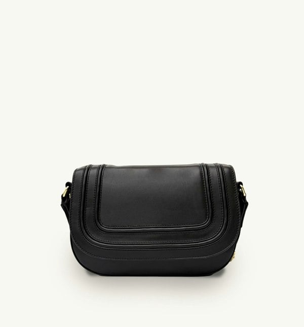 Apatchy London The Mimi Midi Black Leather Bag