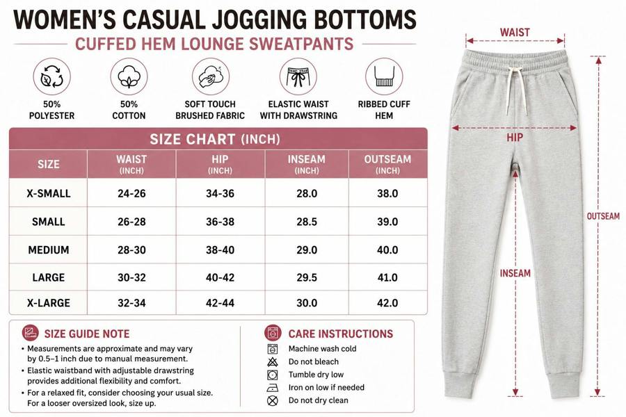 Smart Living Basic Womens Cuffed Hem Jogger - Pink