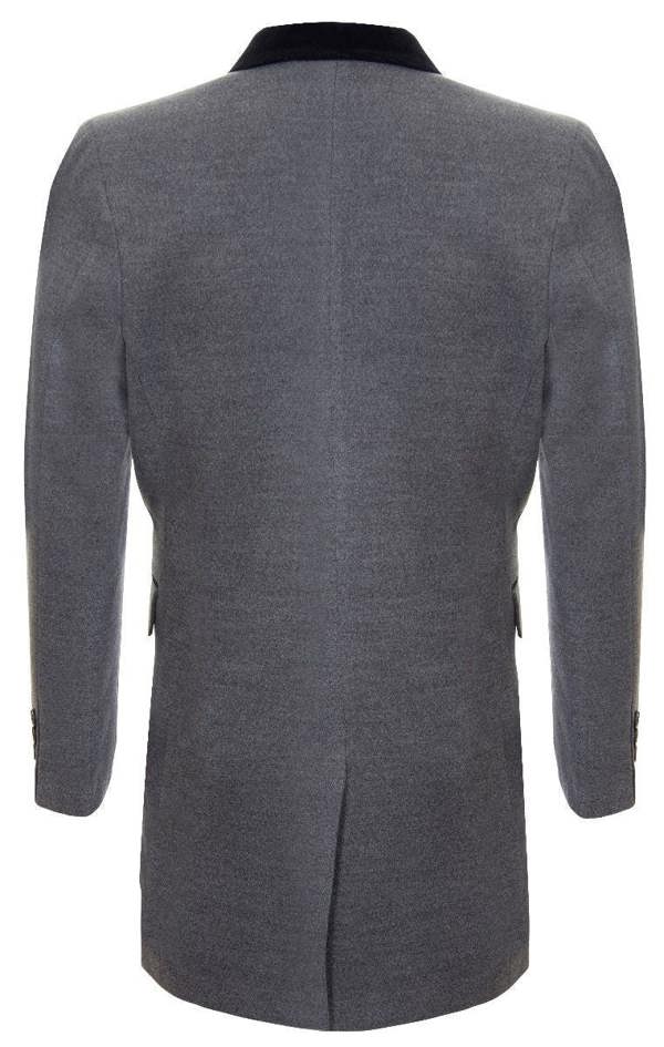 TruClothing Mens 3/4 Grey Long Overcoat Jacket Herringbone Tweed Coat Peaky Blinder