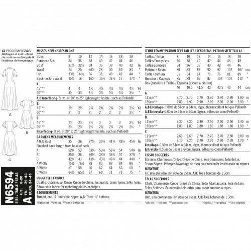 New Look Sewing Pattern 6594, Dresses for Women, A (8-10-12-14-16-18-20) - Intermediate