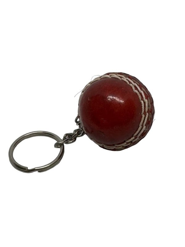 CRICKET-GIFTS - Mini Cricket Ball Keyring | Real Leather | 4cm Diameter | Cricket Themed for Men | Red, Leather