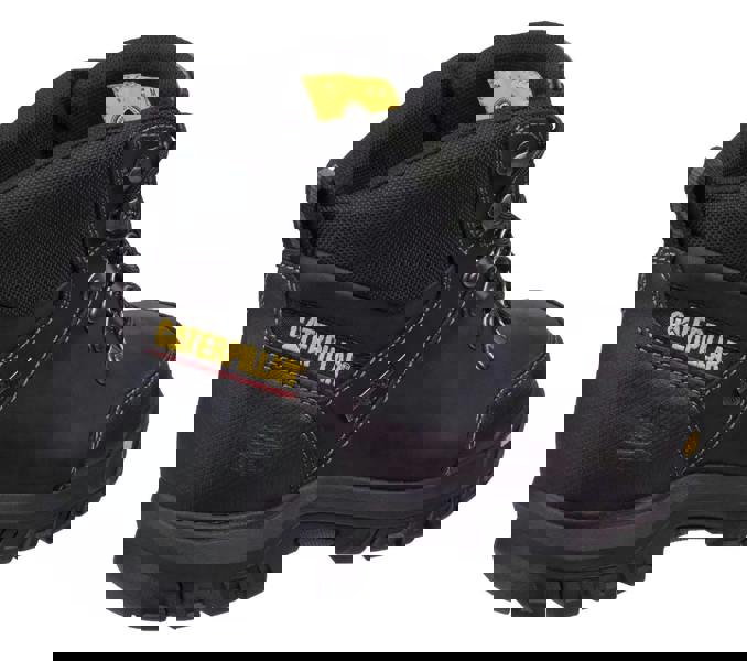 Caterpillar Framework Mens Steel Toe/Composite Midsole S3 Work Safety Boots, a rugged black safety work boot with steel toe cap and durable sole.