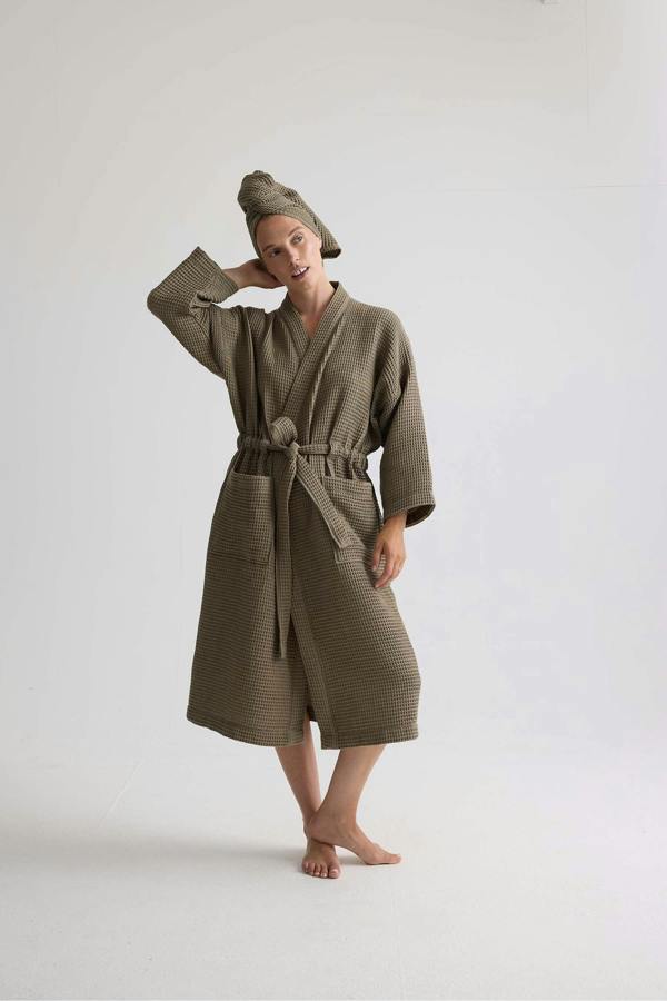 Pretty You London Waffle Cotton Hair Towel In Overland Trek