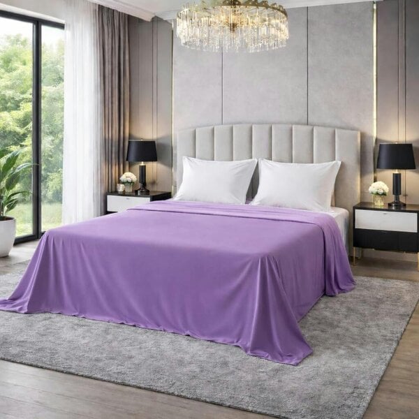 Night Zone Polycotton Flat Sheet – Soft Easy Care Bed Linen for Everyday Use - Lilac