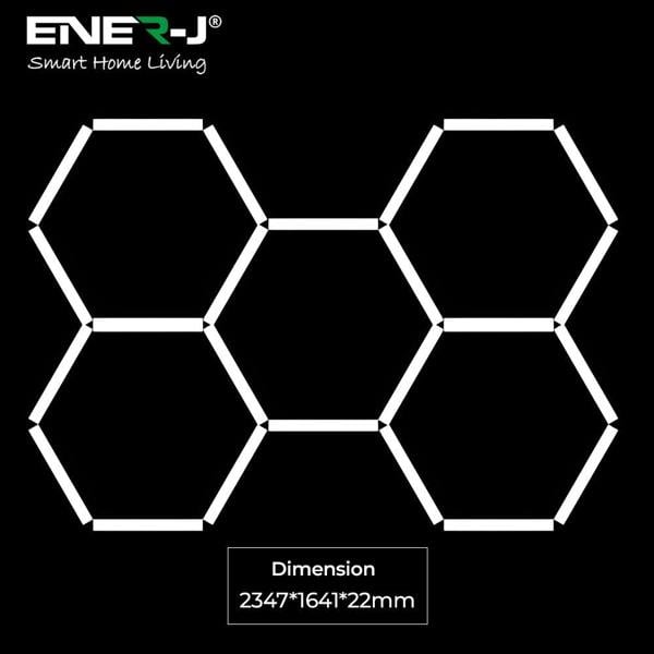 Ener-J 150W Hexagon RGB LED Garage Ceiling Light, 5 Hexagon Design, Remote Control, 24 T5 Tubes Showroom Kit